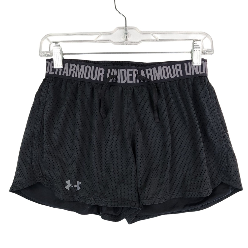 Under Armour XS Black Mesh Running Shorts Athletic Gym Workout Training TAGLESS
